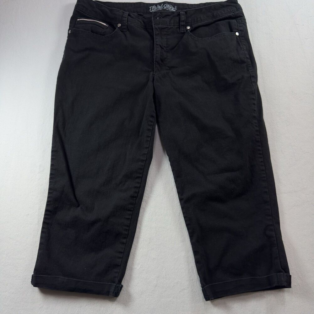 Faded Glory Capri Jeans Size 16 Stretch Color Black